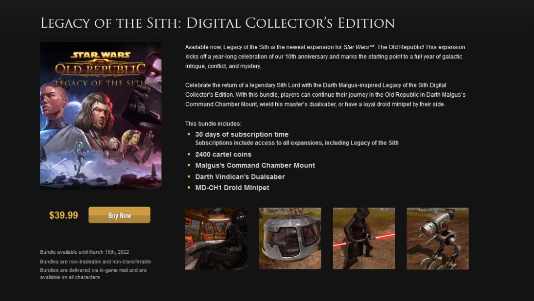 SWTOR Digital Collector’s Edition | Star-Wars The Old Republic Nordics